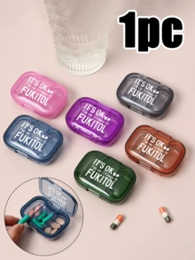 Medical Bag With Cute Pill Pattern And "Let's Medicane" Lettering, Portable Minimalist Pill Storage Box, 3-Compartment Medication Storage Box, Suitable For Home And Travel, Portable Travel Mini Pill Box, Waterproof And Moisture-Proof Pill Storage Container, Can Store Medication, Rings And Other Small Items, Suitable For Travel Storage, Travel Container, Travel, Office And Other Multiple Scenarios - Multicolor - View 2