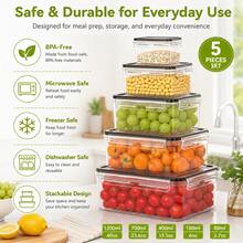 5/6Pcs Stackable Meal Prep Lunch Box Set, Reusable Food Storage Containers With Secure Lids, Labels & Marker For Fridge, Work, School & Kitchen Use - 1 Set - View 12