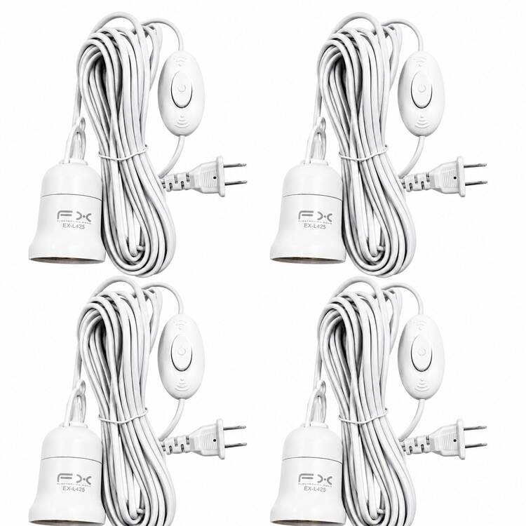 4 piezas 5M Zócalo de luz colgante con cable de alimentación Con enchufe interruptor Zócalo de lámpara E27 Cable de luz,Cable de Extensión & Interruptor de Encendido/Apagado ,Cable de Soporte de Bombilla de Energía, para Proyectos de Iluminación. - 4 piezas - Añade 8