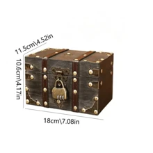 1pc European Retro Style Wooden Square Jewelry Box With Password Lock, Storage Organizer, Craftwork Container And Prop Box Sun Travel Cool Back To School, Room Decor - Dark Grey - View 16