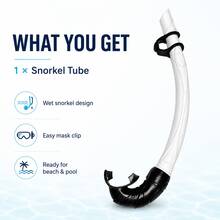 Single-Piece Wet Snorkel, Curved Vent Snorkel Tube With Comfortable Mouthpiece & Anti-Slip Clip, PVC Freediving Snorkel, 6 Colors, Mask Compatible, For Swimming Training, Beach & Underwater Use - Multicolor - View 11
