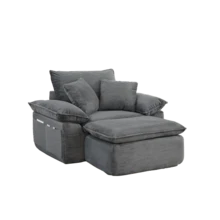 Frameless Sofa With Sleeping Function – Cloud Sofa, One-Seater Floor Sofa With Soft Upholstery, No Assembly Required, With Footrest, Storage Pockets, Modular Combination, For Living Room And Office - Light Grey - View 1
