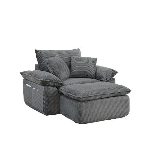 Frameless Sofa With Sleeping Function – Cloud Sofa, One-Seater Floor Sofa With Soft Upholstery, No Assembly Required, With Footrest, Storage Pockets, Modular Combination, For Living Room And Office - Light Grey - View 1