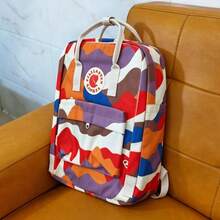 1 Piece Waterproof Canvas Backpack With Art Print, Adjustable Straps, Large Capacity, Zippered Pocket For School, Everyday Use And Outdoor Activities - 夏景 - 查看 5