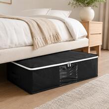 Holiday Decoration Storage, Clothing & Closet Storage, Clothing & Bedding, Blankets, Storage Bags, Foldable Zippered Storage Box, Large Capacity Clothing Storage Box, Grey With Handles - Black - View 9