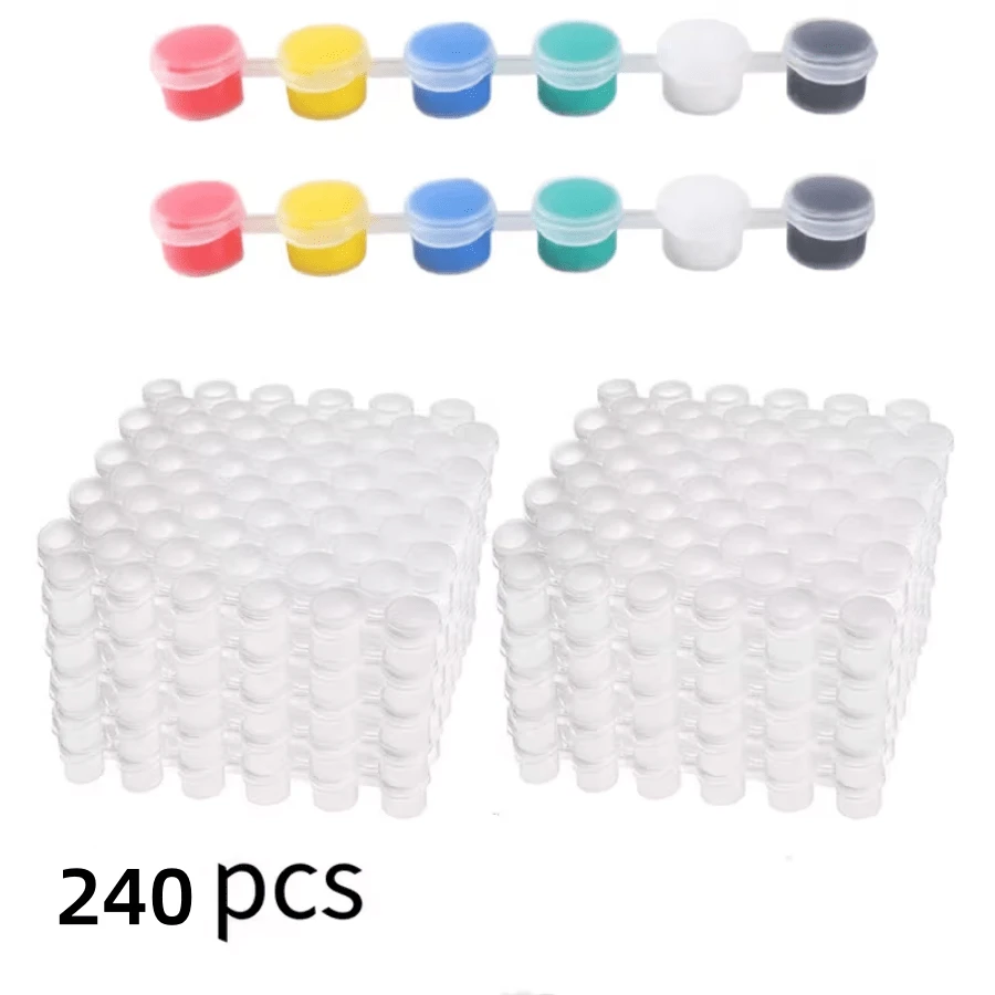 240pcs Empty Paint Pots, 3ml/0.1oz Plastic Paint Cups, 6-Grid Empty Paint Cups, Suitable For Art Painting, Crafting