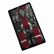 Amo Sombrinha 6 Pieces Premium European Style Solid Suspenders For Men, Gentleman Suspenders, In Stock, Suit Pants Suspenders, Durable And Fashionable High Elasticity, Suit Suspenders, Adjustable Clip Suspenders, Unisex, Black Work Party Suit Wedding Prom Church - 紅木色 - 查看 1