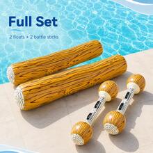 Giant Inflatable Battle Raft Pool Game - 4 Person Inflatable Floating Game, Family Pool Battle Floating Game, Pool Party, Beach, Summer Outdoor Sports - Water-based Wood Grain Percussion Stick - View 6