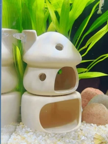 模擬蘑菇造型魚蝦躲藏窩，可愛蘑菇水族箱躲藏處，適用於鬥魚與蝦魚缸，水族箱配件裝飾擺件，適合水族愛好者、魚類愛好者與寵物飼主 - A - 查看 10