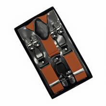 Amo Sombrinha 6 Pieces Premium European Style Solid Suspenders For Men, Gentleman Suspenders, In Stock, Suit Pants Suspenders, Durable And Fashionable High Elasticity, Suit Suspenders, Adjustable Clip Suspenders, Unisex, Black Work Party Suit Wedding Prom Church - 亮橙色 - 查看 1