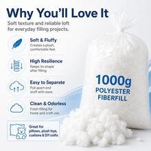 1000g Polyester Fiberfill Stuffing, Soft High Resilience Pillow Filling, Plush Toy Filling, Cushion Refill And DIY Craft Material - A - View 2