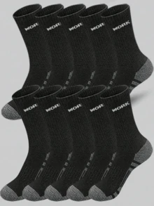 1/5/10 Pairs Simple Letter Print Unisex Mid-Calf Socks, Comfortable And Breathable, Suitable For Daily Wear And Autumn Wear. - Multicolor - View 13