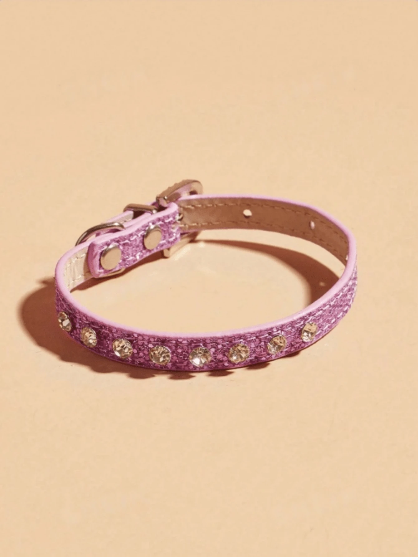 1pc Rhinestone Pet Collar Suitable For Cats And Dogs, Can Be Used For Daily Wear - Pink - View 1