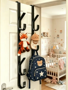 OBOVAY 1/2/3pcs Heavy Duty Carbon Steel Over Door Hook Set, Bag Hanging Decor, Straight Bar Design Storage Hook/Hanger, Multi-Functional Over Door Bathroom Accessory, Room Decor, Bathroom Storage, Home Decor, Bedroom Decor, Dorm Decor, Autumn Decor, His Bag, Suitable For Bathroom, Bedroom, Living Room, Kitchen, Halloween, Christmas - Vertical Hook - View 22