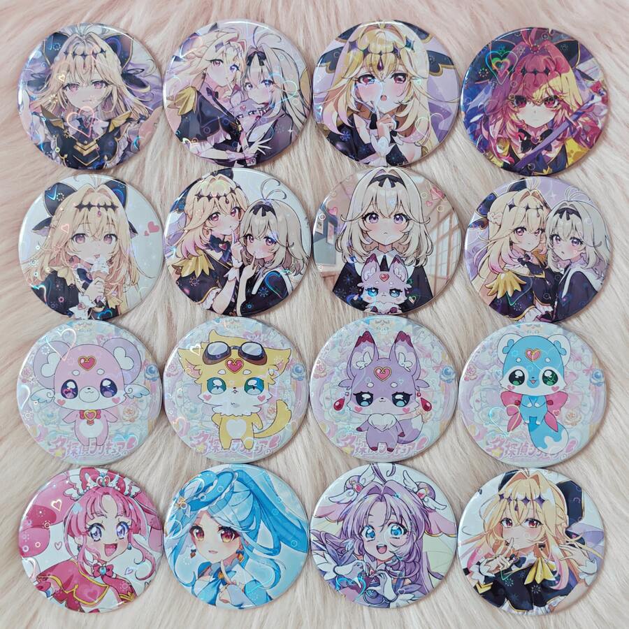 星探偵Pretty Cure！動漫徽章與胸章，通用配件禮物，精緻衣物、背包與帽子配件，適合送給同事、朋友與同學的趣味禮物