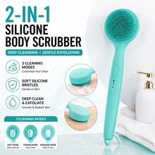 2-In-1 Silicone Body Scrubber – Portable Deep Exfoliating Bath Brush With 3 Cleaning Modes For Shower, Spa & Daily Skincare - Green - View 1