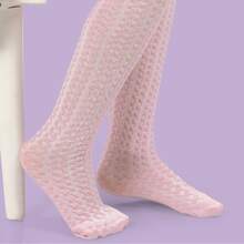 Textured Cotton Tights For Children And Babies, Sizes 0-6, Basic Colors. - Blanco y rosa trabajado - Ver 4