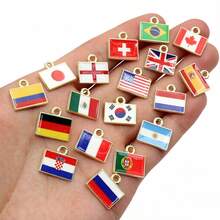 10pcs 15x16mm Enamel National Flags Of Countries Charms Pendant DIY Jewelry Making Accessories For Necklace Earrings Bracelet - National Flag - View 3