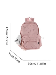 1pc Girls Star Nylon Zipper Closure Exquisite Backpack Student School Bag Suitable For All Seasons Daily Use Without Pendant - A - View 4