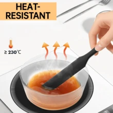 1/3件組 矽膠罐刮刀，纖細耐熱窄口刮刀組，適用於刮除小容器、攪拌機，適合花生醬、酸種麵包、果醬烘焙使用（黑色） - 查看 3