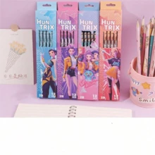 12pcs Korean Cartoon 2B Pencils, Cute Anime Character Printed Pencils, Student Learning Stationery, Suitable For Teenagers, K-Pop Fans Collection Gift - Multicolor - View 6