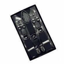 Amo Sombrinha 6 Pieces Premium European Style Solid Suspenders For Men, Gentleman Suspenders, In Stock, Suit Pants Suspenders, Durable And Fashionable High Elasticity, Suit Suspenders, Adjustable Clip Suspenders, Unisex, Black Work Party Suit Wedding Prom Church - 黑色 - 查看 1