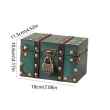 1pc European Retro Style Wooden Square Jewelry Box With Password Lock, Storage Organizer, Craftwork Container And Prop Box Sun Travel Cool Back To School, Room Decor - Dark Grey - View 11