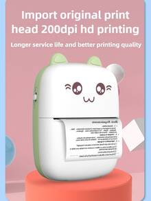 SOKANY 1 pieza Mini Impresora Térmica Portátil, Diseño de Gato Lindo, Recargable por USB, Soporta Impresión de Fotos y Etiquetas, Incluye Cable de Datos USB y Juego sin Tinta, Ideal para Viajes y Uso Doméstico, Impresión de Fotos | Impresora Recargable por USB - Multicolor - Ver 4