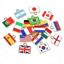 10pcs 15x16mm Enamel National Flags Of Countries Charms Pendant DIY Jewelry Making Accessories For Necklace Earrings Bracelet - National Flag - View 1