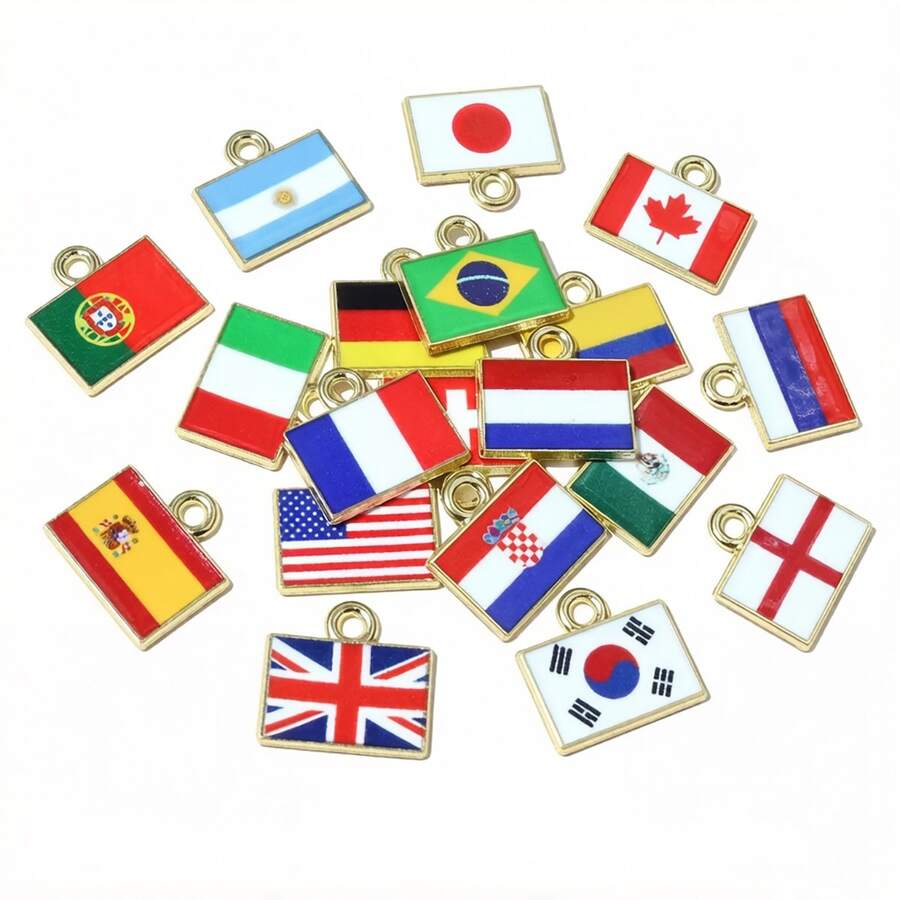 10pcs 15x16mm Enamel National Flags Of Countries Charms Pendant DIY Jewelry Making Accessories For Necklace Earrings Bracelet - National Flag - View 1