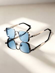 Vintage Steampunk Style Men's Metal Square Frame Fashion Glasses, Stylish And Exquisite, Lightweight And Portable - 黑色 - 查看 4