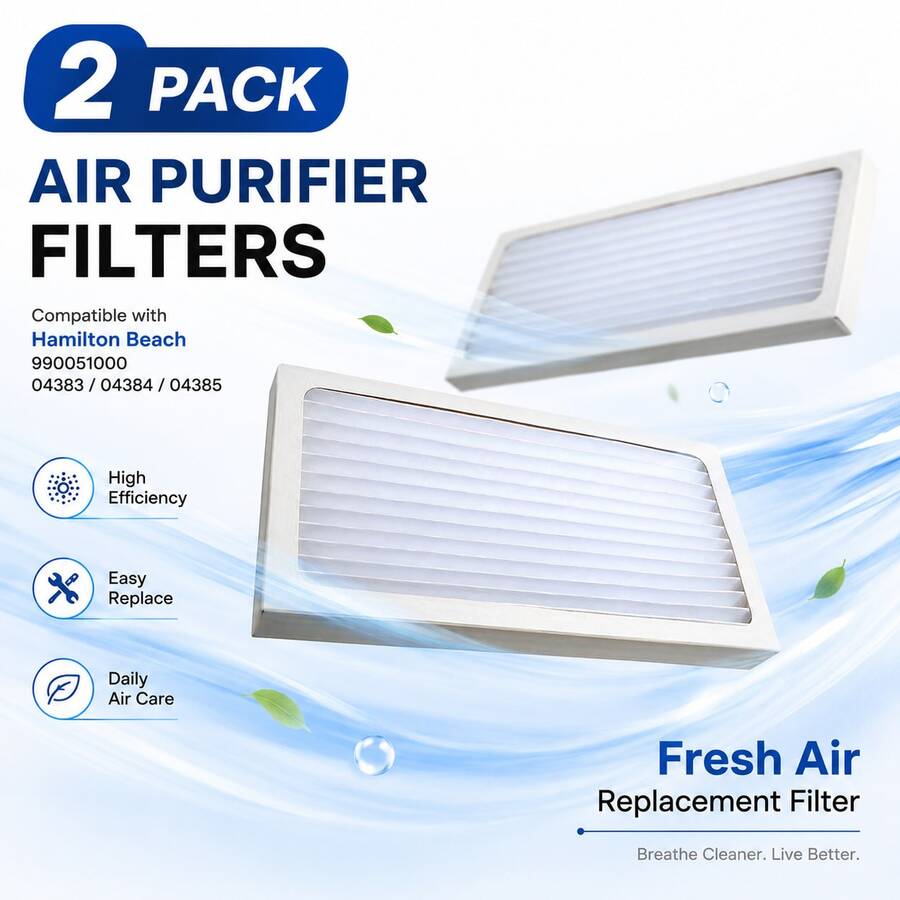 Ir Purifier Filter Replacement 2 Pack For Hamilton Beach 990051000, Compatible With Models 04383 04384 04385, Cleaner Indoor Air - Hamilton 2pcs - View 1