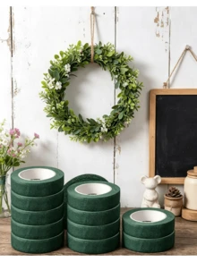 6 Rolls Green Floral Tape, Dark Green Waterproof Floral Tape Suitable For Fresh Flowers, Floral Arranging, Flower Bouquets, Wedding Bouquets, Floral Crafts And DIY - Light Green - View 5