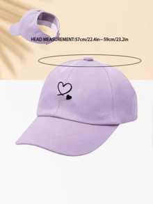 1pc White Baseball Cap With Two Hearts, Outdoor Sun Hat, Baseball Cap, Unisex, Essential Item For Going Out - Purple - View 3