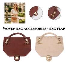 1pc PU Leather DIY Handbag Flap, One-Piece Non-Detachable Handle, With Metal Twist Lock, Pre-Punched Edge Design, Handmade Crochet Bag Making Accessory, 6 Colors Available Replacement Material - Multicolor - View 1