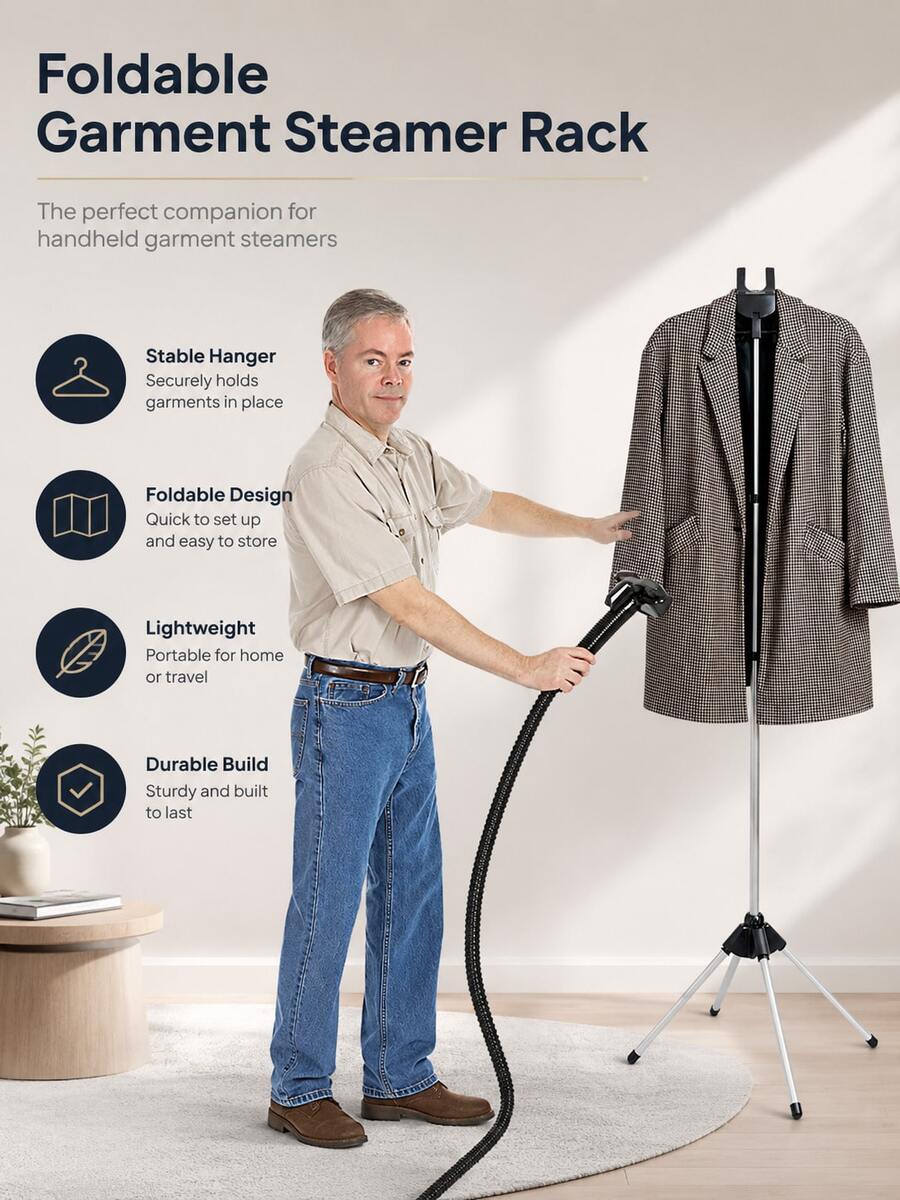 Soporte Plegable para Plancha de Vapor de Ropa, Perchero Portátil para Planchas de Vapor de Mano, Perchero Plegable para Vaporizado en el Hogar y Viajes