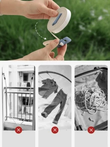 Jemuran Portabel yang Dapat Diatur dengan Desain Anti-Selip dan Tahan Angin, Sempurna untuk Aktivitas Luar Ruangan, Dalam Ruangan, Asrama, Hotel, Perjalanan Bisnis, dan Liburan. Tali Jemuran Penting untuk Mengatur Pakaian. - View 7