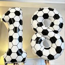 1pc 40 Inch Football Number Aluminum Foil Balloon, Number 0-9 Large Sports Event Decoration, Football Theme Party Celebration, Birthday, Wedding, Father's Day, Graduation Party Decoration Balloon, Suitable For Football Event Theme Birthday Party Background Decoration - View 2