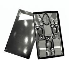 Amo Sombrinha 6 Pieces Premium European Style Solid Suspenders For Men, Gentleman Suspenders, In Stock, Suit Pants Suspenders, Durable And Fashionable High Elasticity, Suit Suspenders, Adjustable Clip Suspenders, Unisex, Black Work Party Suit Wedding Prom Church - 灰色 - 查看 1