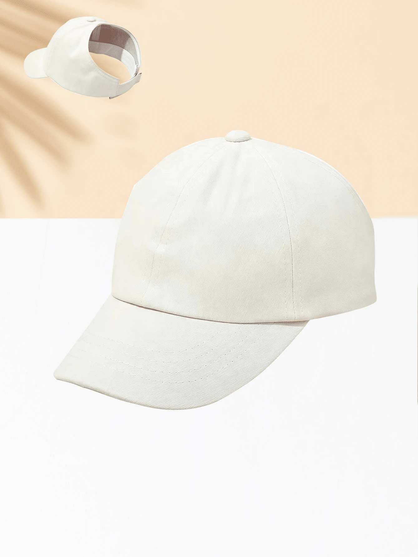 1pc Women's Plain Baseball Cap, Sun Visor Hat - Beige - View 1
