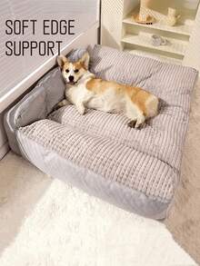 Extra-Large Thick Pet Bed, Luxurious Pet Sofa With Protective Padding, Washable And Cleanable, Scratch-Resistant And Wear-Resistant, Anti-Slip Base, High-Density Comfortable Soft Cushion, Fluffy And Soft Dog Bed, Large Space, Suitable For Multiple Pets, Suitable For Indoor Use, High Appearance And Does Not Take Up Much Space. - Grey - View 6