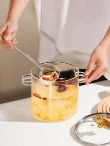 1.3L 2.3L / 1.3L 1.5L 1.9L 熊造型玻璃鍋，湯鍋、麵鍋、自助餐鍋，適用明火、電陶爐，耐熱耐冷，透明，家用廚房，易控溫，營造烹飪氛圍 - 彩色 - 查看 8