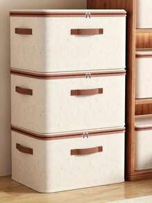 Foldable And Portable Storage Box, Dust-Proof Clothing And Duvet Storage Box, With Spring Home Storage Container - Convenient And Space-Saving, Suitable For Bedding, Fabrics, Spring Clothing And Duvet Storage, Backyard Storage Space, Back To School Season (Due To Textile Material, Slight Coldness Or Imprints May Occur. But This Will Not Affect Use) Bag, Room Decoration, Bag, Makeup Bag, Gift For Family - Gold - View 2