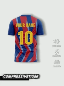 Customized Barcelona Away Football Jersey - Customizable, Striped Football Shirt, Durable Material, Basketball, Volleyball Matches Sports - Blue - View 2