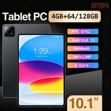 Qetupa 10.1英寸平板电脑，4GB+64/128GB，8GB+256GB，Android 15系统，MTK6762八核2.0GHz处理器，高清(1280x800)触摸屏，5MP+13MP双摄像头，6000mAh电池，支持512GB扩展，无SIM卡槽，适合作为礼物（不含适配器） - 黑色 - 查看 1