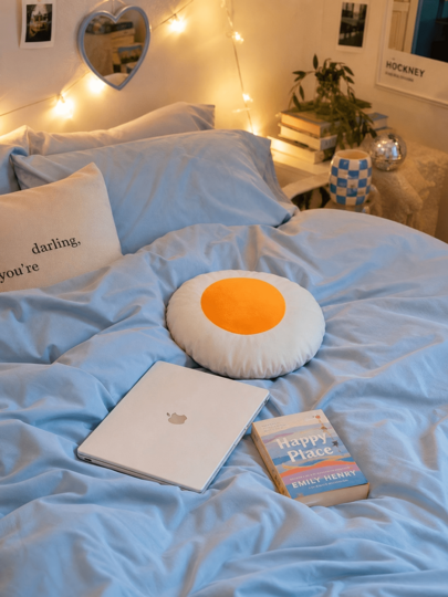 Almohada de peluche con forma de huevo frito creativa, cojín decorativo de 14 pulgadas para sofá, cama y silla
