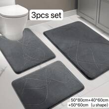 2/3/5pcs Bathroom Mat Set, Memory Foam Bath Mat Rug Set, Super Absorbent Bathroom Mat, Suitable For Bathroom, Bathtub, Toilet, Shower And Bathroom Accessories, Non-Slip Bathroom Rug, Absorbent And Machine Washable, Quick Drying - Dark Grey - View 10