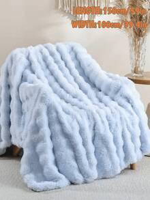 1 pieza Manta de felpa de piel sintética marrón, azul claro, caqui, rosa y blanco, suave & cálida, estilo de lujo, manta multiusos, fácil cuidado, ligera & versátil, manta de cama de pelo largo esponjoso de lujo, suave & cómoda, adecuada para sala de estar, dormitorio, sofá, lavable a máquina, manta esencial de invierno - Multicolor - Ver 35