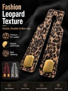 2pcs Leopard Print Car Seat Hooks With Gold Alloy Hooks, PU Leather Back Seat Storage Hooks, Suitable For Handbags And Phones, Universal Car Interior Accessories, Front And Back Seat Compatible, Car Seat Back Hooks - A - View 6