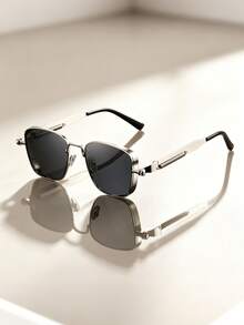 Vintage Steampunk Style Men's Metal Square Frame Fashion Glasses, Stylish And Exquisite, Lightweight And Portable - 黑色 - 查看 2